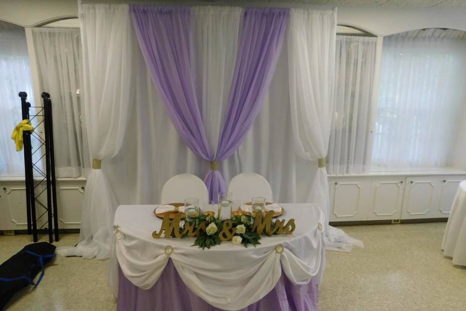 Sweetheart table & backdrop