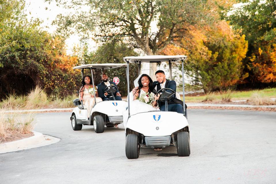 Wedding golf cart fun