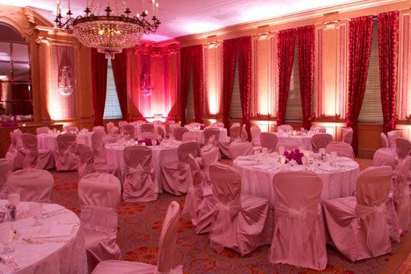 Any color and level of decor is possible.  We customize each event based on the facility, and the look and feel of your goals so it compliments rather than distracts.