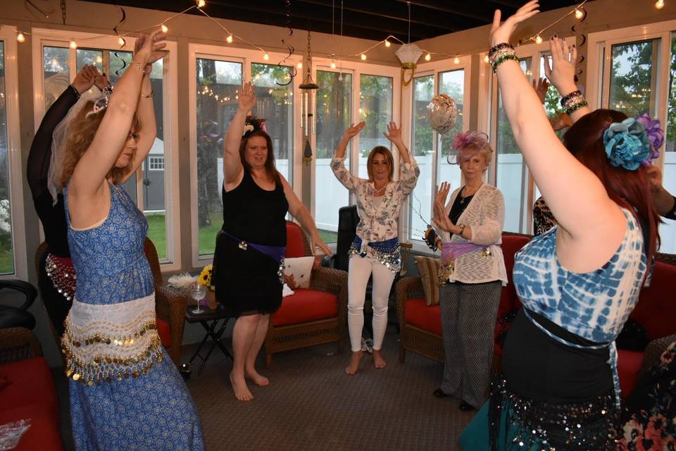 Kirah teaching a bridal shower