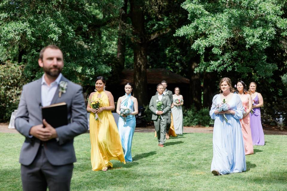 Colorful vibrant wedding party