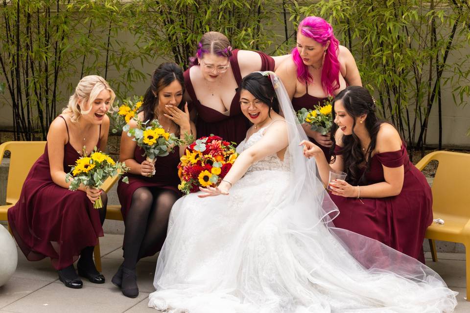 Bride and bridesmaids