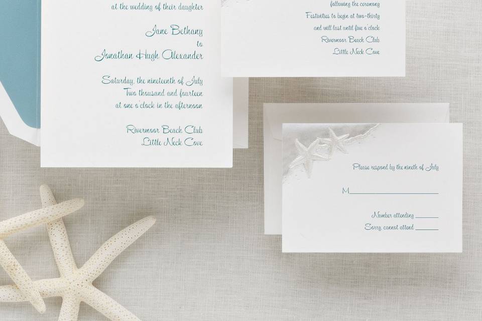 Color Duet - This simply chic invitation is sure to impress. Assembly is a breeze: Place the invitation on the backer card and fold down the top, thread your ribbon through the pre-cut holes and trim. Exclusively Weddings offers this invitation in black and brown. Ribbon sold separately in a wide array of colors. Order Your Free Sample Today!