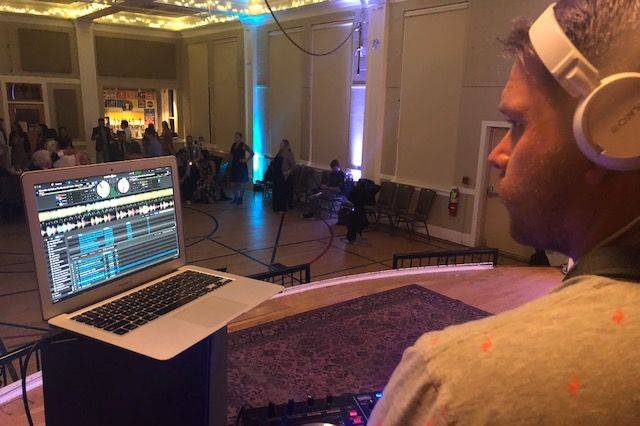 Blake mixing the music for the muso wedding