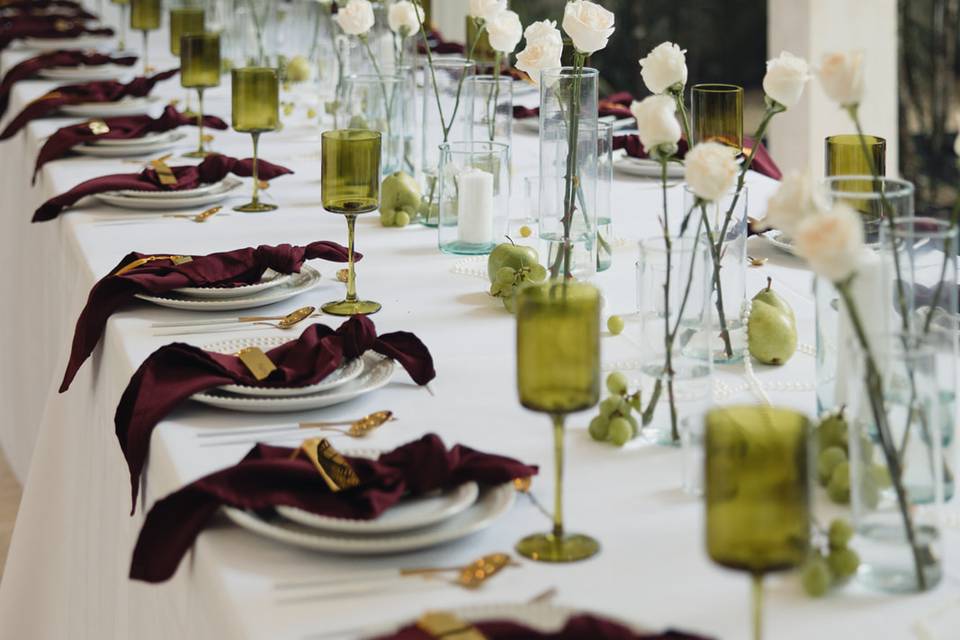 Burgundy touches