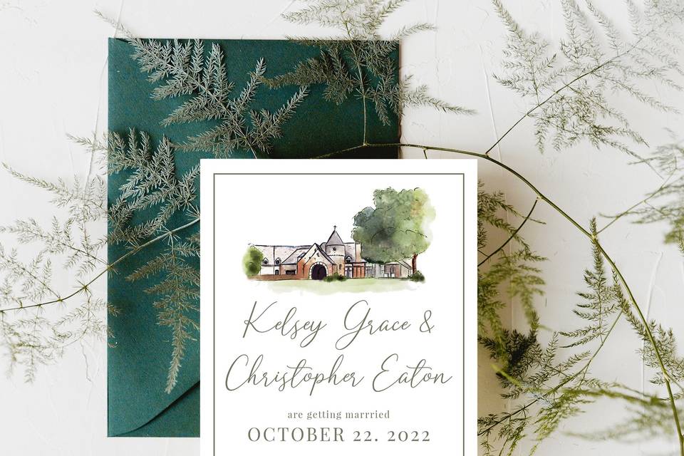 Elegant invitation with watercolor