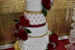 Red roses and gold polka dots