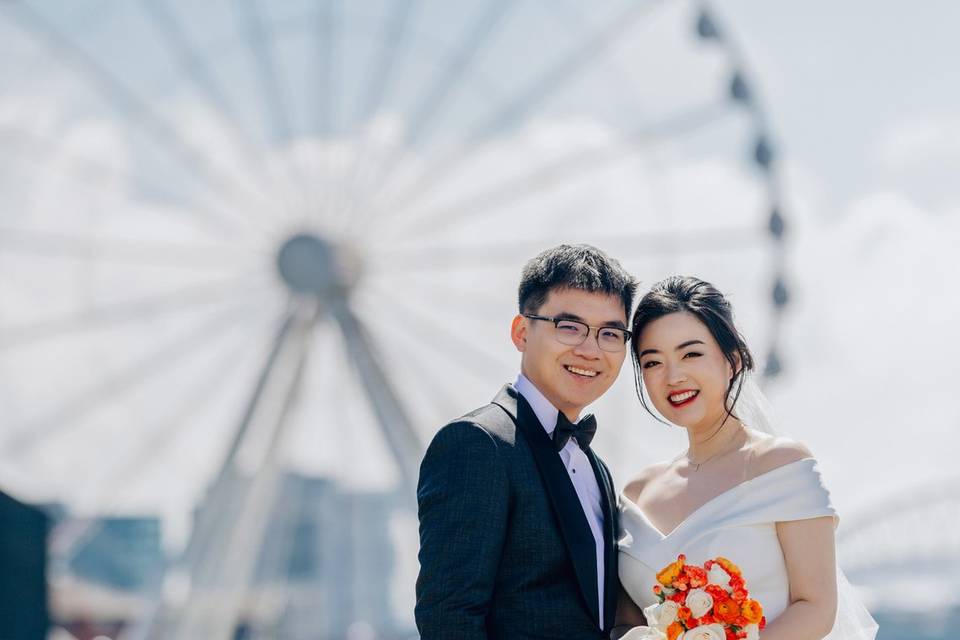 In front of the big wheel