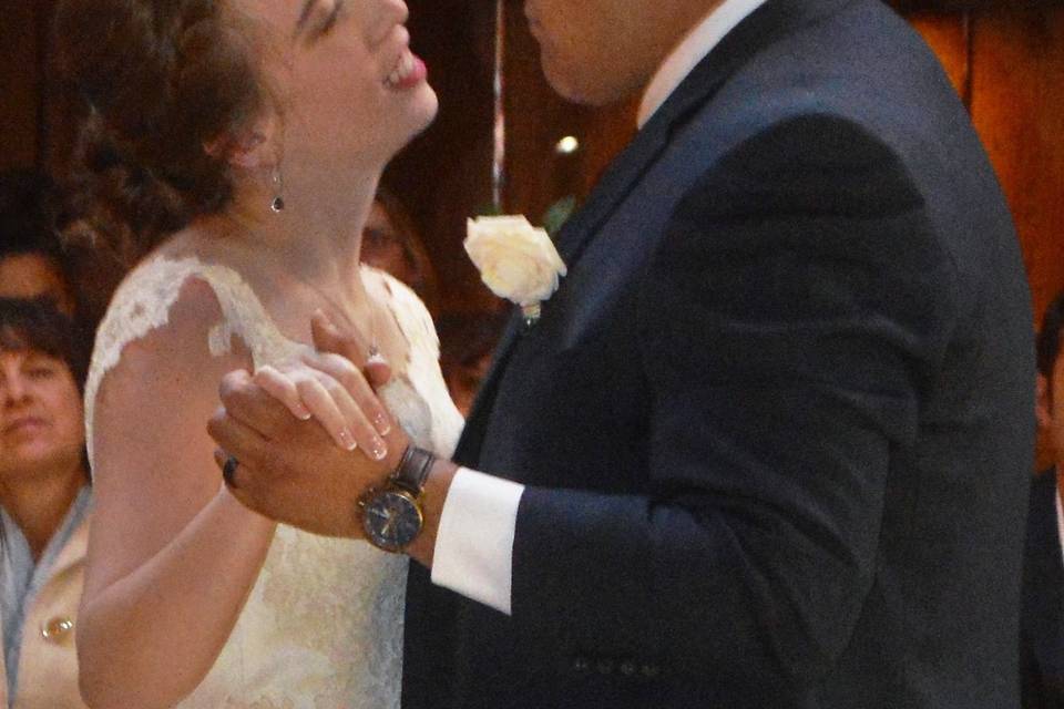 Groom and bride dancing