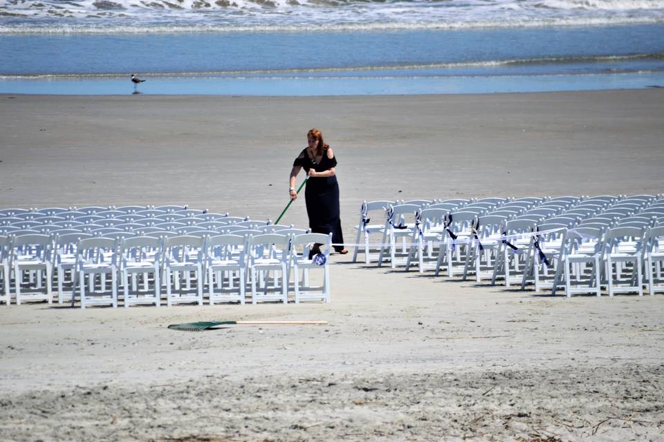 Beach wedding setup