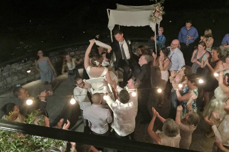Celebrating the newlyweds with sparklers