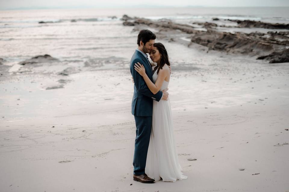 Wedding couple on beach