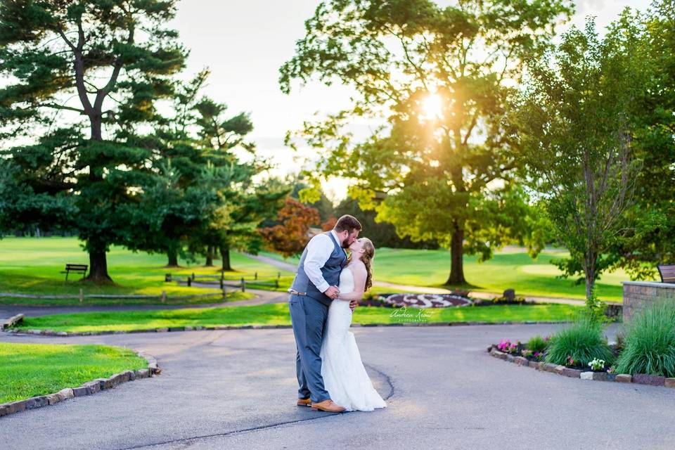 Couple kissing in the park