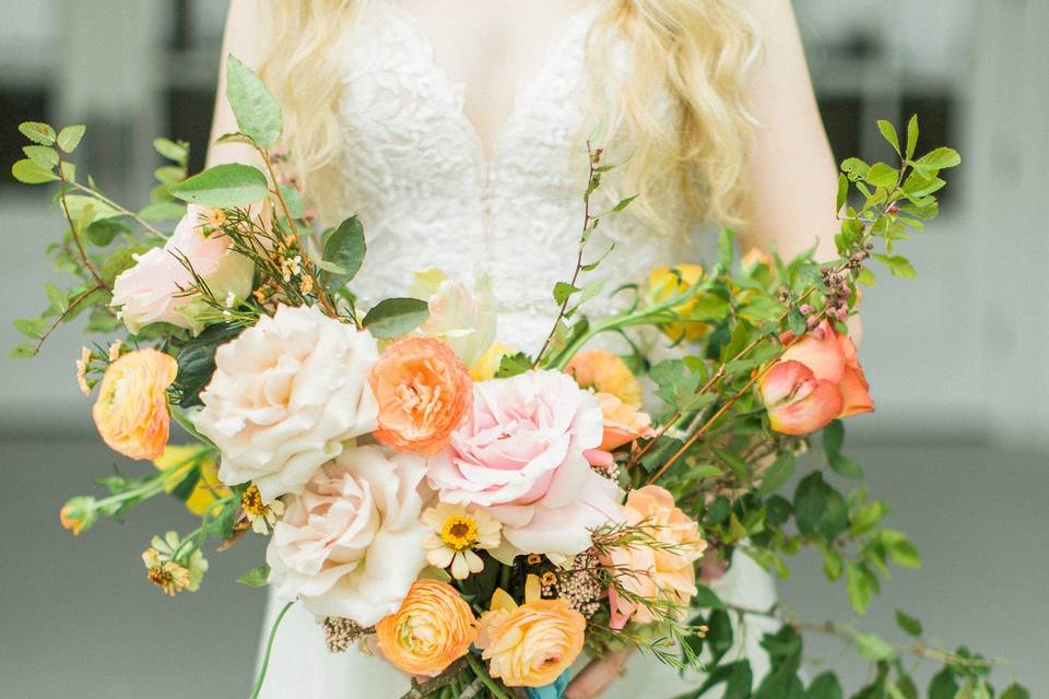 Holding the bouquet