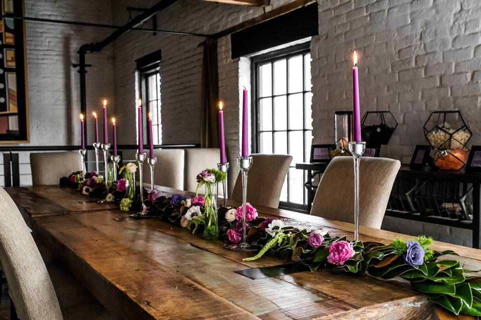 Long table and floral decor