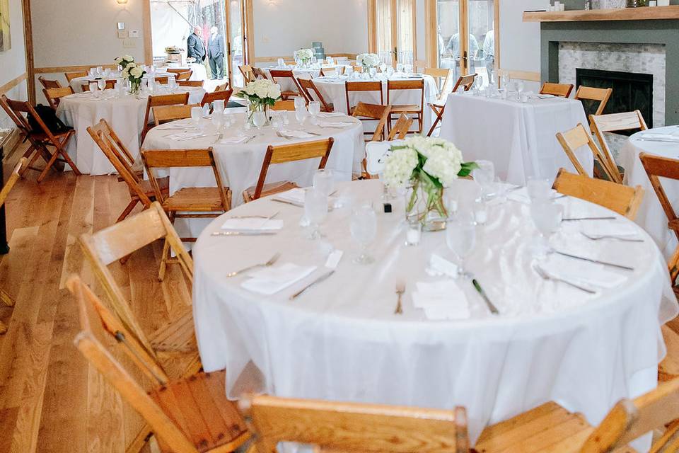 Table set-up with floral centerpiece