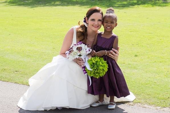 Bride and her flower girl