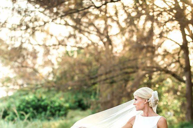 Bride with her veil