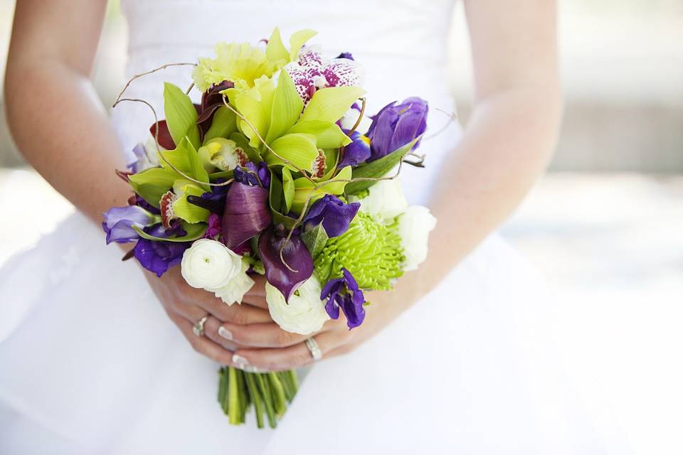 The bride holding her bouquet