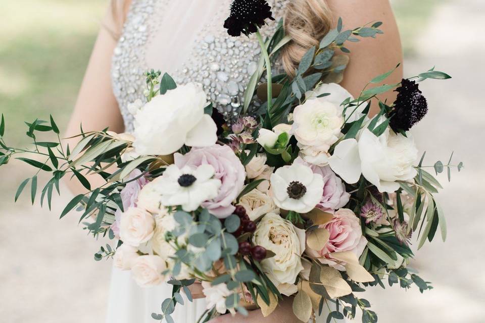 The bride holding her bouquet