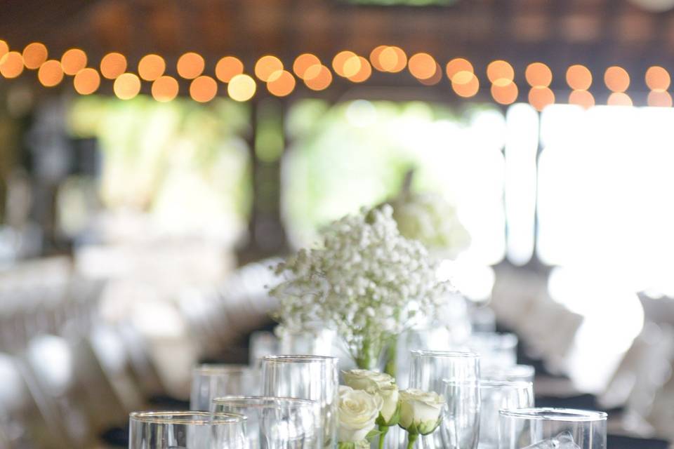 Long table setup with centerpiece