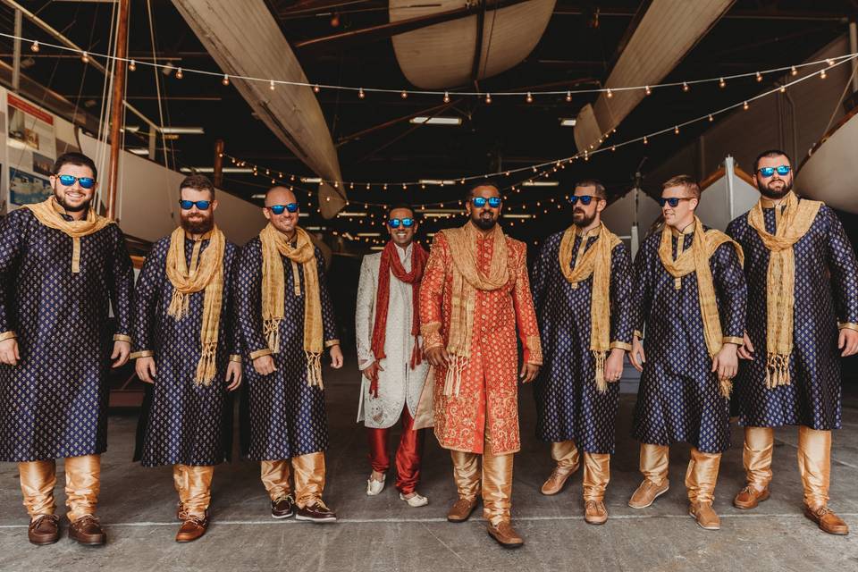 Groom and groomsmen in shades