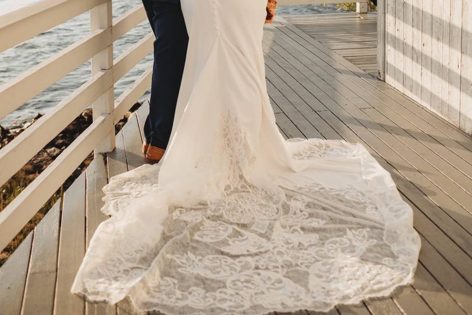 Groom and bride at the balcony