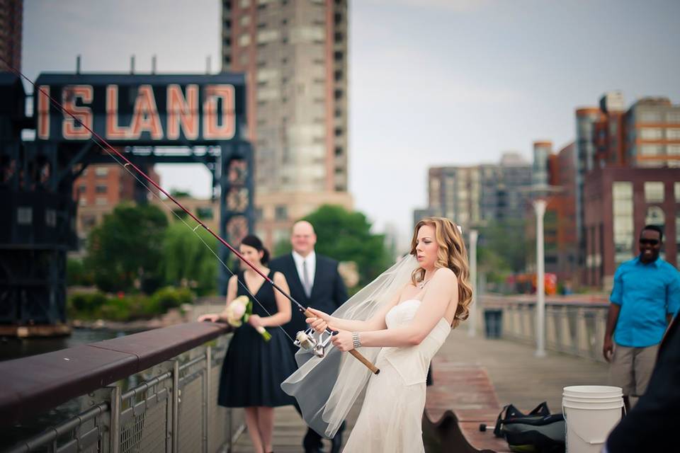 Bride fishing