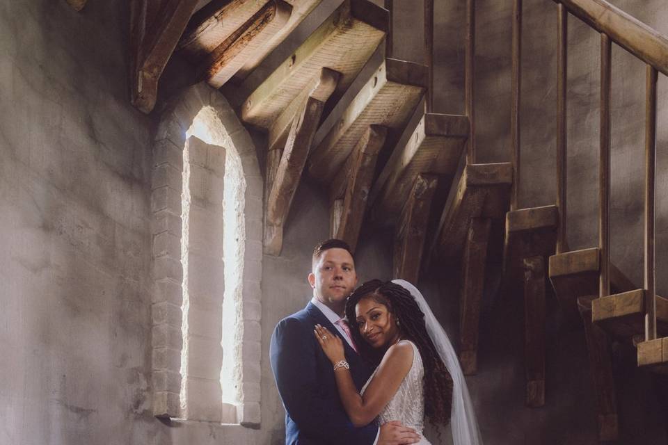 Couple by stairs