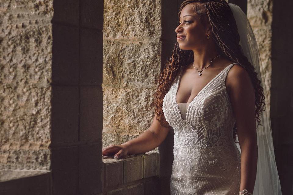 Bride by window