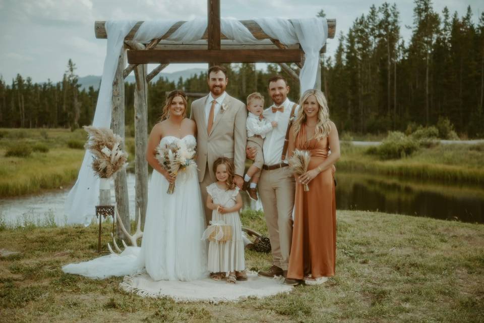 Wedding arch and party
