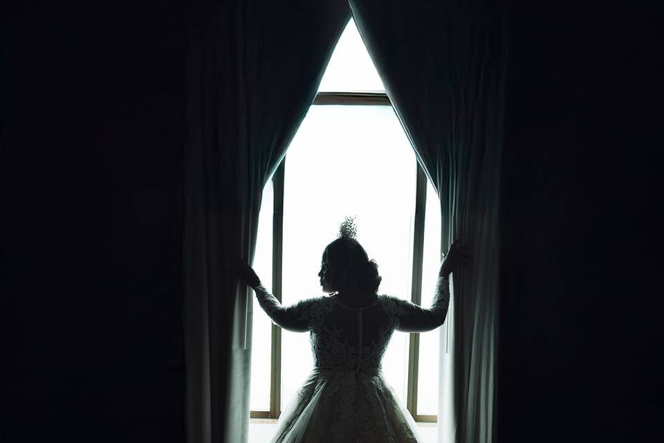 Bride in a window