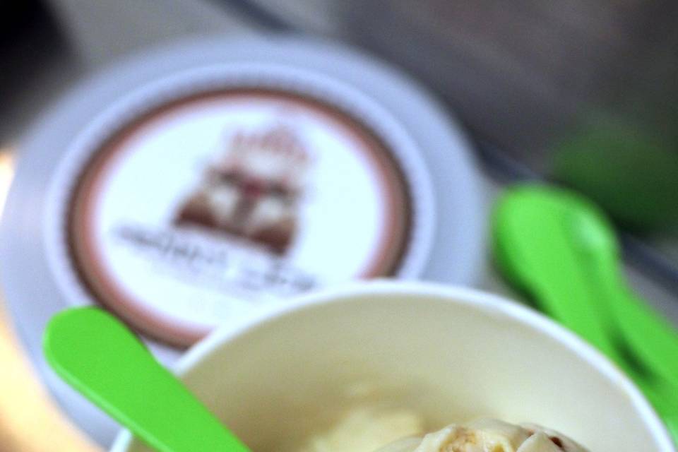 Our own Maple Salted Caramel. Maple ice cream with Crown Maple Syrup, full of pieces and swirls of salted caramel.