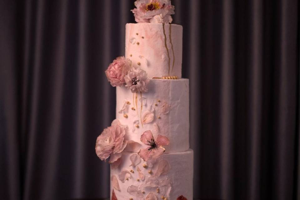 Pink & gold - wedding cake
