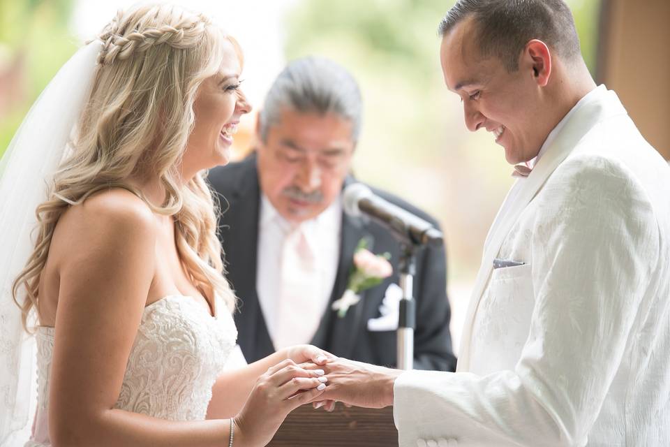 Couple exchanging vows