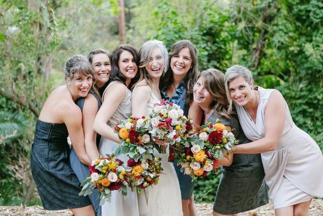 The bride with her bridesmaids