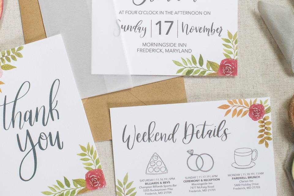 Fall floral wedding invites