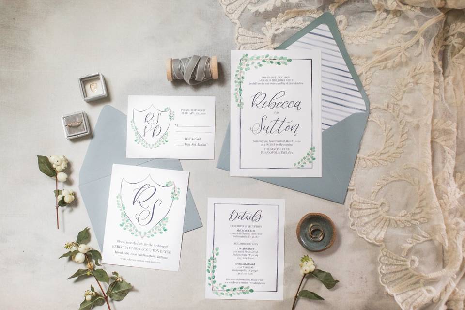 Eucalyptus wedding invitation