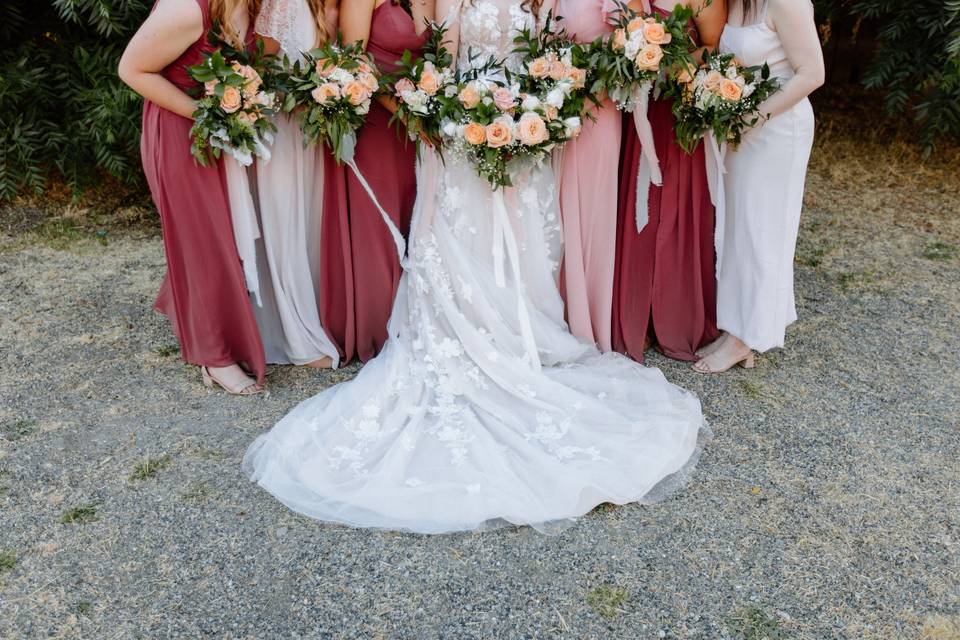 Peachy Bridesmaid Flowers