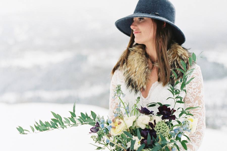 The bride holding her bouquet