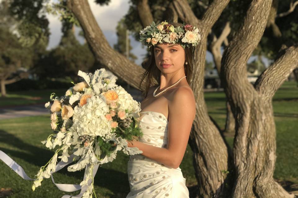 Bride by the tree