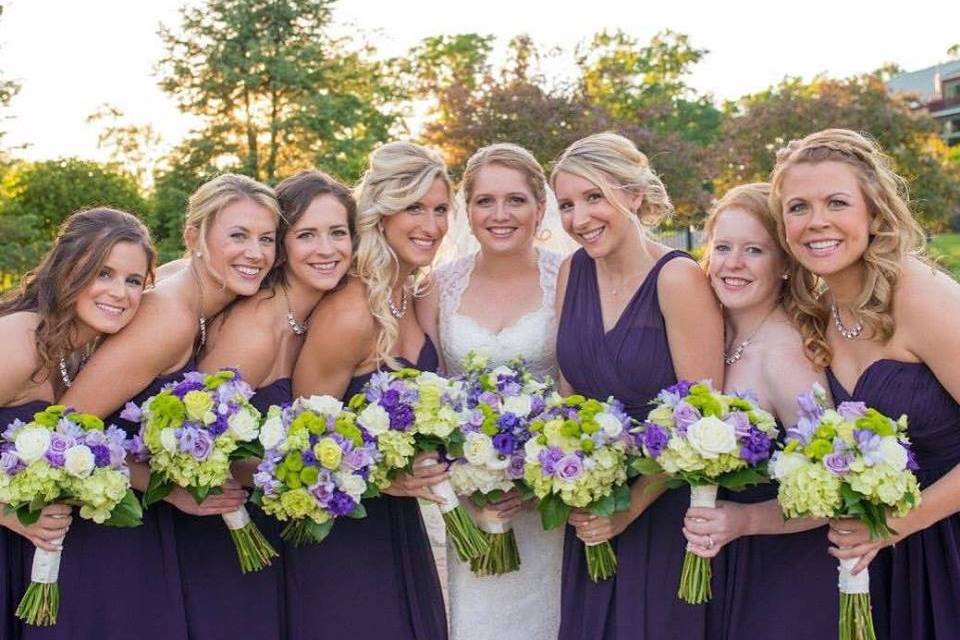 Bride with bridesmaids