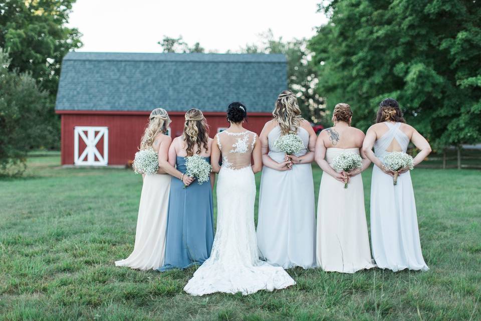 Bride with bridesmaids