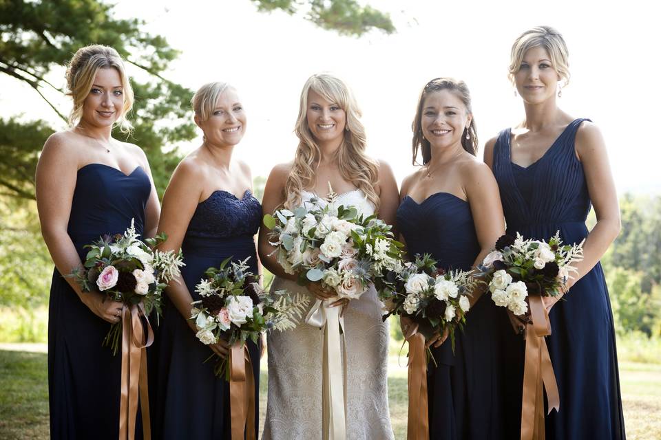 Bride with bridesmaids