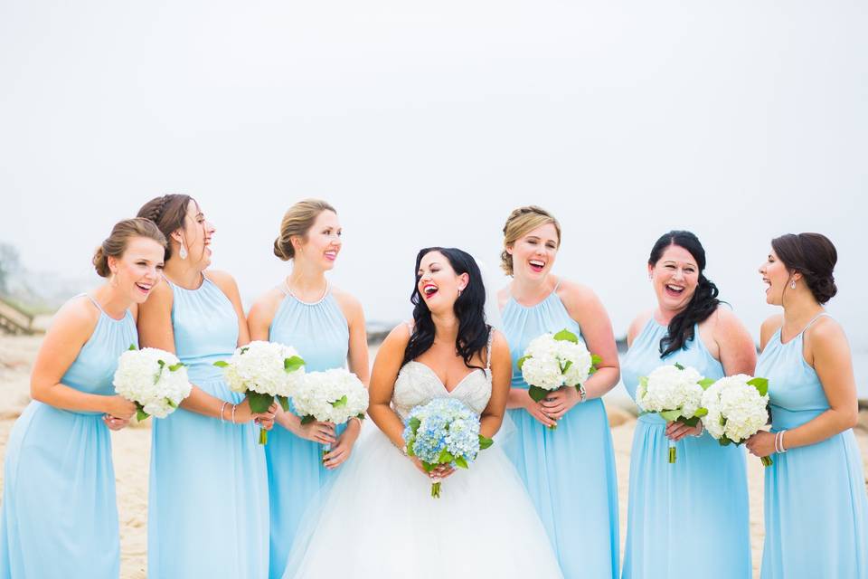 Bride with bridesmaids