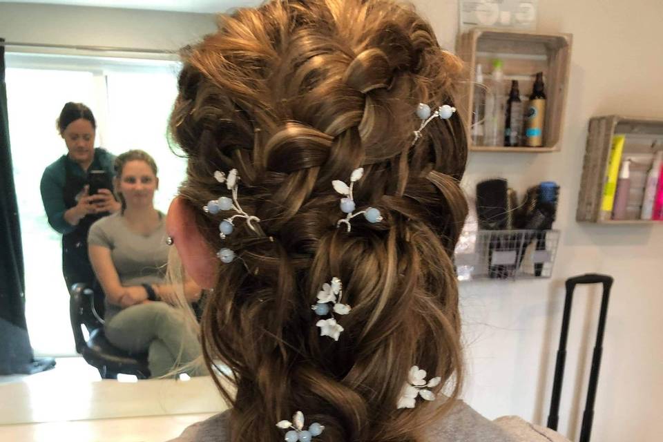 Braided hair with florals