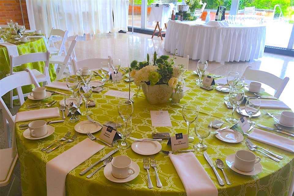 Table setup with centerpiece