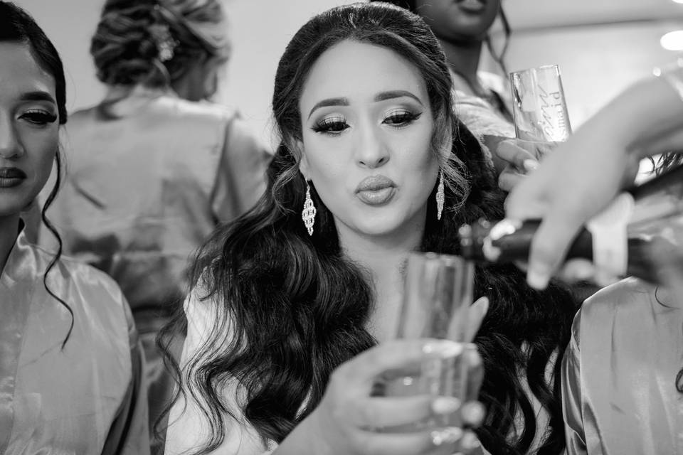 The Bride and Champagne