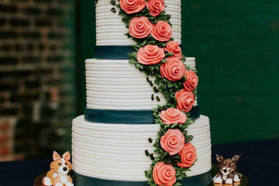 Multiple layered wedding cake