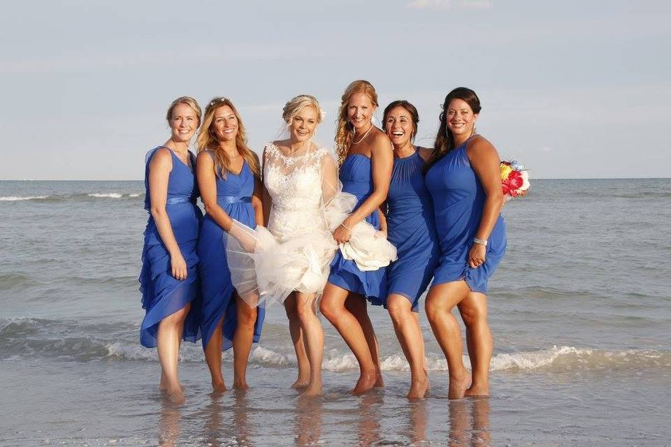 The bride with her bridesmaids